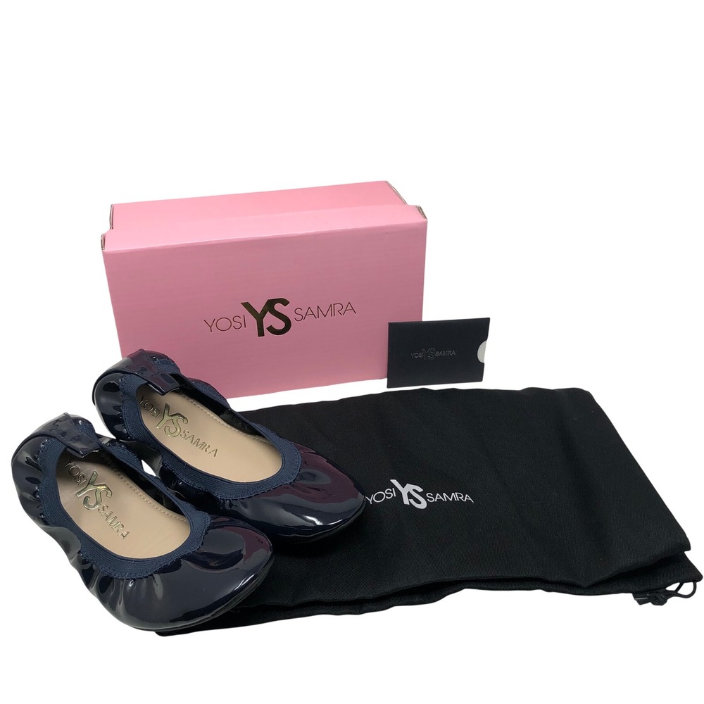 Yosi Samra‎ Ballet Flats Girls 3Y Kids Navy Patent Miss Samra Foldable Shoes